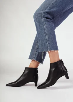 Hot DANIEL Sedda Black Leather Low Heel Ankle Boots