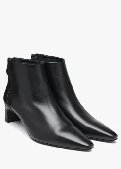 Hot DANIEL Sedda Black Leather Low Heel Ankle Boots