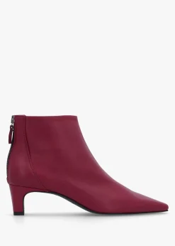 Hot DANIEL Sedda Burgundy Leather Low Heel Ankle Boots