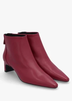 Hot DANIEL Sedda Burgundy Leather Low Heel Ankle Boots