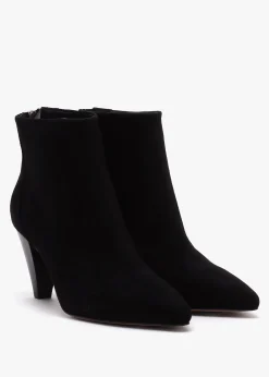 New DANIEL Serin Black Suede Zip Back Heeled Ankle Boots