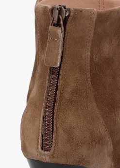 Fashion DANIEL Serin Taupe Suede Zip Back Heeled Ankle Boots
