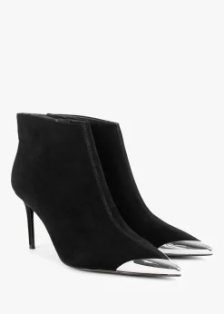 Discount DANIEL Setan Black Suede Toe Cap Heeled Ankle Boots
