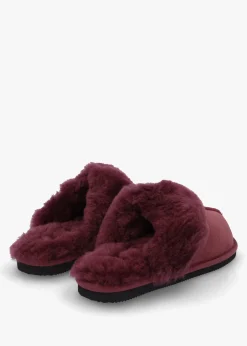 Sale DANIEL Shut Burgundy Sheepskin Twinface Slippers