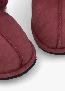 Sale DANIEL Shut Burgundy Sheepskin Twinface Slippers