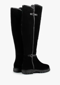Sale DANIEL Sictor Black Suede Double Buckle Over The Knee Boots
