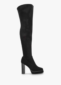 Online DANIEL Sippy Black Suede Over The Knee Platform Heeled Boots
