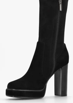 Online DANIEL Sippy Black Suede Over The Knee Platform Heeled Boots