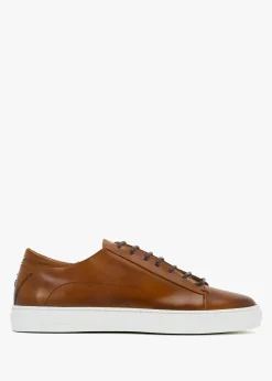 Sale OLIVER SWEENEY Sirolo Dark Tan Leather Cupsole Trainers