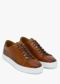 Sale OLIVER SWEENEY Sirolo Dark Tan Leather Cupsole Trainers