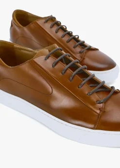 Sale OLIVER SWEENEY Sirolo Dark Tan Leather Cupsole Trainers
