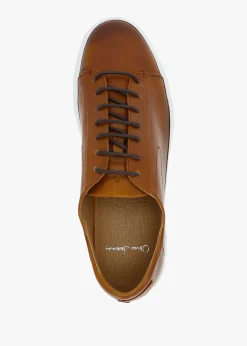Sale OLIVER SWEENEY Sirolo Dark Tan Leather Cupsole Trainers