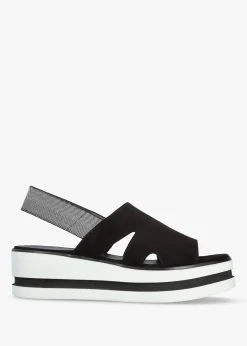 Hot DANIEL Slinger Black Suede Low Wedge Sandals