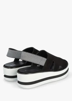 Hot DANIEL Slinger Black Suede Low Wedge Sandals