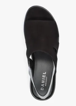 Hot DANIEL Slinger Black Suede Low Wedge Sandals
