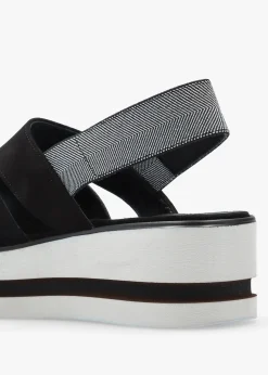 Hot DANIEL Slinger Black Suede Low Wedge Sandals