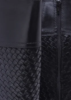 Clearance DANIEL Solar Black Leather Woven Knee Boots