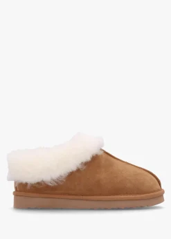 New DANIEL Somolly Tan Suede Shearling Slippers