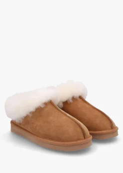 New DANIEL Somolly Tan Suede Shearling Slippers