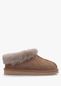 Fashion DANIEL Somolly Taupe Suede Shearling Slippers