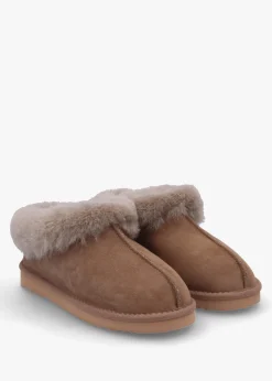 Fashion DANIEL Somolly Taupe Suede Shearling Slippers