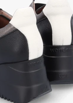 Best WONDERS South Pewter Leather & Suede Wedge Trainers