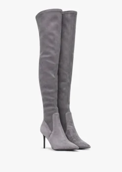 New DANIEL Stret Grey Suede Over The Knee Boots