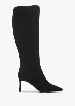 Online DANIEL Sylvia Black Suede Heeled Knee Boots
