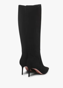 Online DANIEL Sylvia Black Suede Heeled Knee Boots