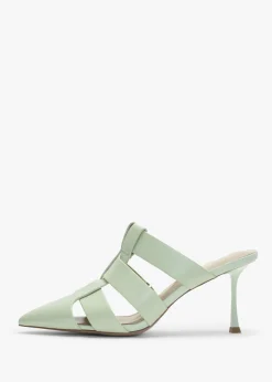 Sale DANIEL Sylvie Green Leather Pointed Toe Heeled Mules