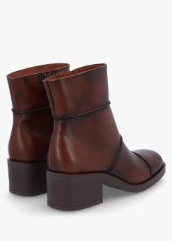 Best DANIEL Tabitha Brown Leather Block Heel Ankle Boots