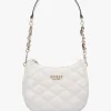 Outlet GUESS Tamsin Quilted Off White Top Zip Shoulder Bag