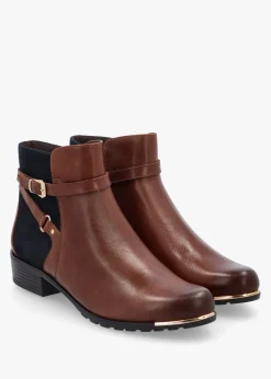 Online CAPRICE Tan Leather & Suedette Ankle Strap Boots