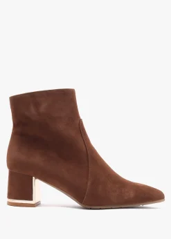 New LUCA GROSSI Tan Suede Block Heel Ankle Boots
