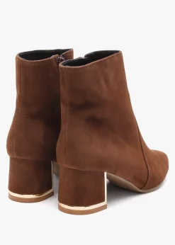 New LUCA GROSSI Tan Suede Block Heel Ankle Boots