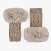 Outlet DANIEL Taupe Faux Fur Fingerless Gloves