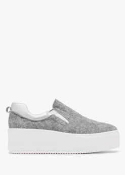 Discount DANIEL Teltro Grey Felt Flatform Slip On Trainers