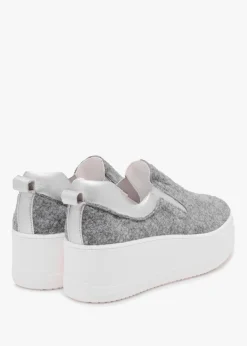 Discount DANIEL Teltro Grey Felt Flatform Slip On Trainers