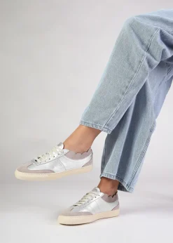 Hot DANIEL Thascal Silver Leather Low Profile Trainers