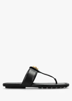 Best MARC JACOBS The Dual T Strap Black Leather Sandals