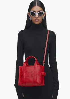 Fashion MARC JACOBS The Leather Small True Red Tote Bag