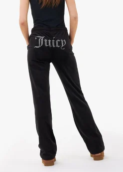 New JUICY COUTURE Tina Black Velour Diamante Track Pants