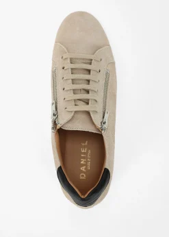 Hot DANIEL Tippy Taupe Suede Flatform Trainers