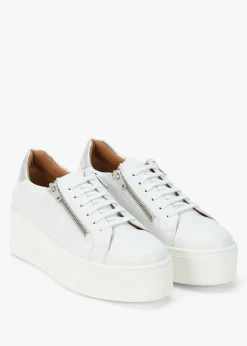 Discount DANIEL Tippy White Leather Flatform Trainers