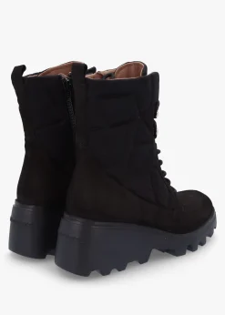 Discount WONDERS Toronto Black Suede & Nylon Wedge Ankle Boots