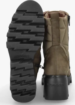 New WONDERS Toronto Khaki Suede & Nylon Wedge Ankle Boots