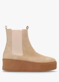 New DANIEL Tred Beige Suede Flatform Chelsea Boots