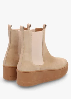 New DANIEL Tred Beige Suede Flatform Chelsea Boots