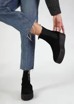 Online DANIEL Tred Black Suede Flatform Chelsea Boots