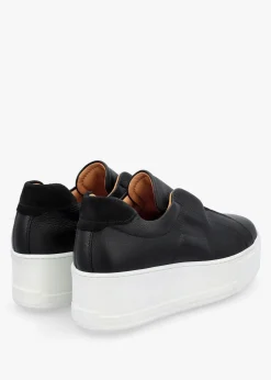 Hot DANIEL Tred Black Tumbled Leather Laceless Flatform Trainers